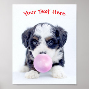 Poster Cachorrinho Fofo, Bolha de Chiclete, Nome ou Mensa