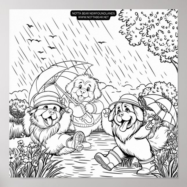 Poster Cachorrinhos Dançando na Chuva (Frente)