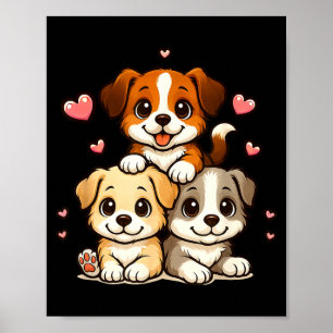 Poster Cachorrinhos fofos kawaii neko presente engraçado