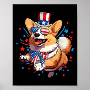 Poster Cachorro 4 de Julho Bandeira Americana dos EUA Pat