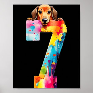 Poster Cachorro 7 Anos Dachshund Aniversário