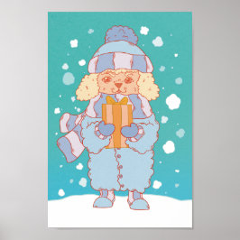 Poster Cachorro Aconchegante de Inverno
