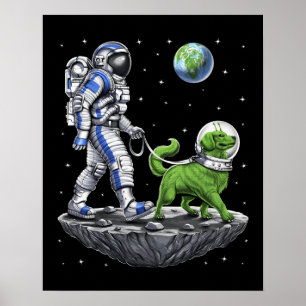 Poster Cachorro Alienígena Andando no Astronauta Espacial