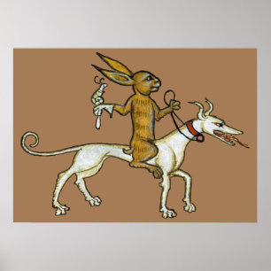 Poster Cachorro Ancorado do Coelho Medieval e Cachorro Se