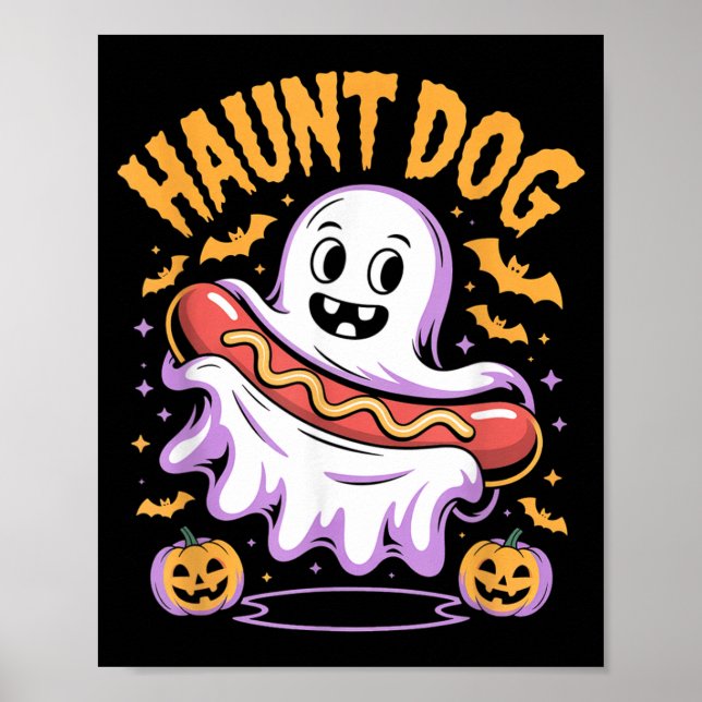 Poster Cachorro Assombrado Fantasma Engraçado Hotdog Hall (Frente)