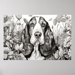 Poster Cachorro-Basset Cachorro da Natureza Pacífica Prai