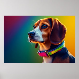 Poster Cachorro Beagle Bonito Com Coleira Vibrante