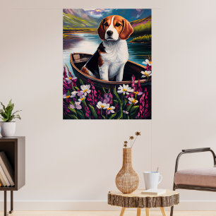 Poster Cachorro Beagle em uma Canoa: Uma Aventura Cênica