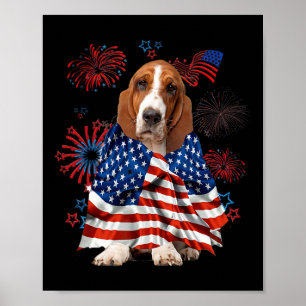 Poster Cachorro Bet Hound Americano Bandeira EUA 4 De Jul