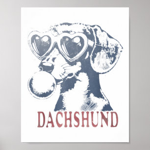 Poster Cachorro Bonito Com Goma De Bolha De Óculos