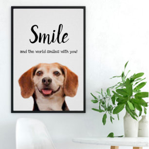 Poster Cachorro Bonito Sorrindo Foto Sorria Citando Beagl