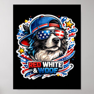 Poster Cachorro border collie engraçado vermelho branco e