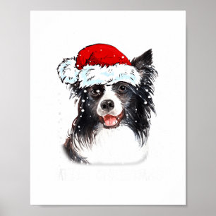 Poster Cachorro Border Collie Papai Noel Luzes de Natal M