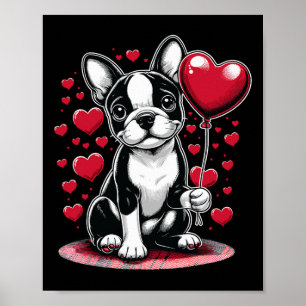 Poster Cachorro Boston Terrier Dia dos Namorados Dono de