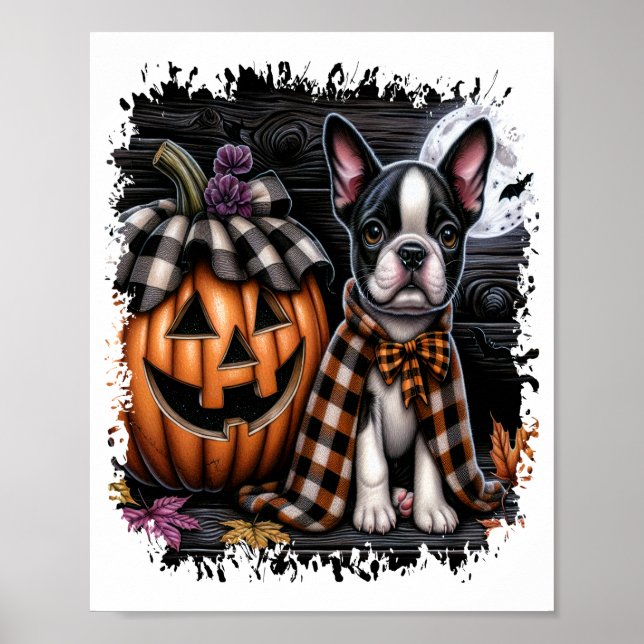 Poster Cachorro Boston Terrier Halloween (Frente)