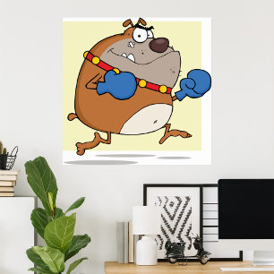 Poster Cachorro-Boxão Engraçado Cartoon