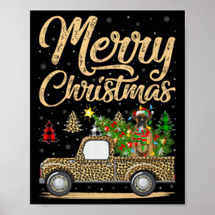 Poster Cachorro Boxer Árvore de Natal Leopardo Caminhão C