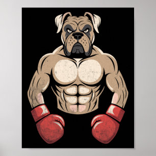 Poster Cachorro Boxer Luvas de Boxe Cães de Estimação Box