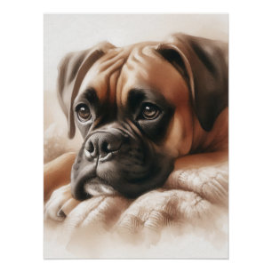 Póster Cachorro Boxer numa dose serena