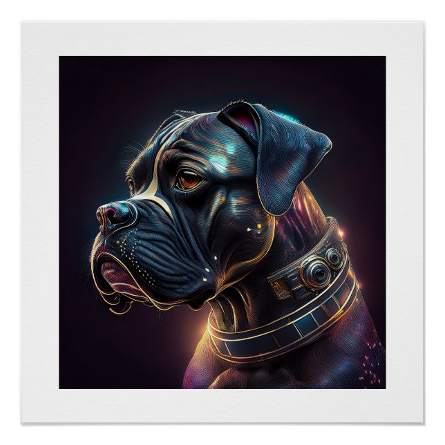 Póster Cachorro Boxer Steampunk (Frente)