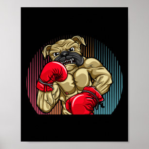 Poster Cachorro-Boxim Vestindo Luvas De Boxas Pesadas