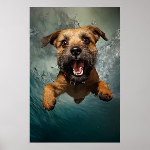 Poster Cachorro Brincalhão Nadando Embaixo d'Água Design