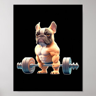 Poster Cachorro Bulldog Francês Engraçado Fisiculturismo 