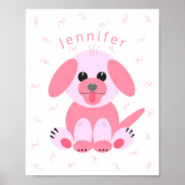 Poster Cachorro Cachorro Cachorro Rosa Personalizado Meni