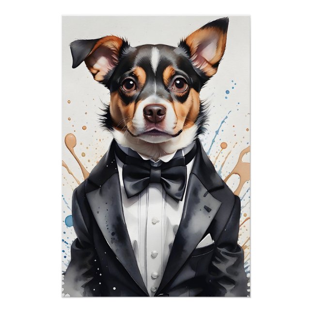 Póster Cachorro Cachorro Cachorro Tuxedo Arco Preto (Frente)