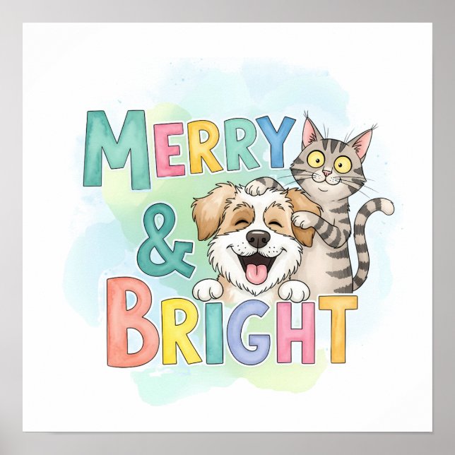 Poster Cachorro Cachorro e Feliz de Gato e Brilho (Frente)