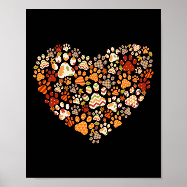 Poster Cachorro Cachorro Pata Pumpkin Autumn Leaf Queda (Frente)