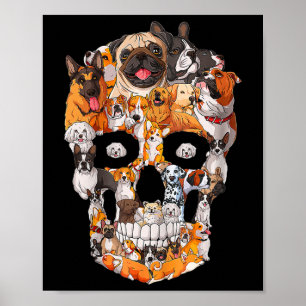 Poster Cachorro Caveira Amante da Pata do Cão Halloween E