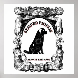 Poster Cachorro Celestial Vintage Semper Fidelis