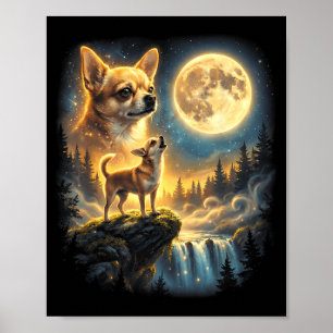 Poster Cachorro Chihuahua arte noite enluarada chihuahua
