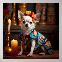 Cachorro Chihuahua em um Altar para Dia dos Mortos