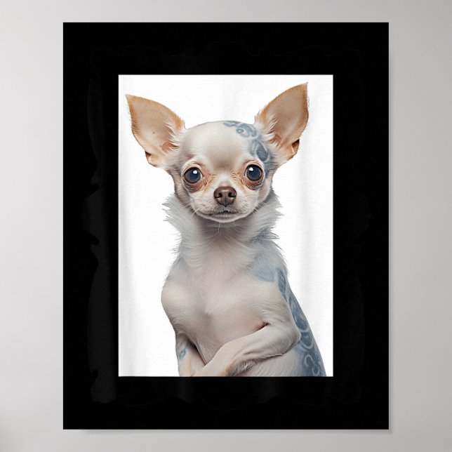 Poster Cachorro Chihuahua Steampunk Com Cachorro De Tatua (Frente)