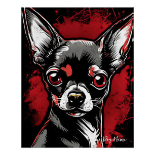 Póster Cachorro Chihuahua, Vermelho e Negro 005 - Ulises