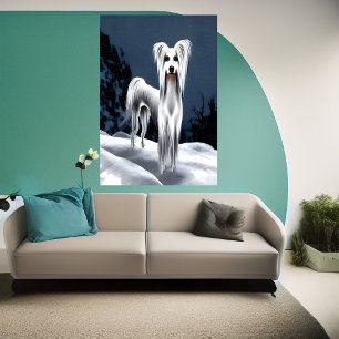 Poster Cachorro chinês na montanha Arte AI