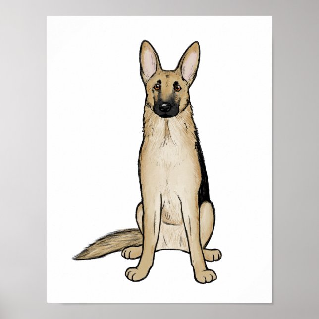 Poster Cachorro-claro e German shepherd preto | Pet Art (Frente)