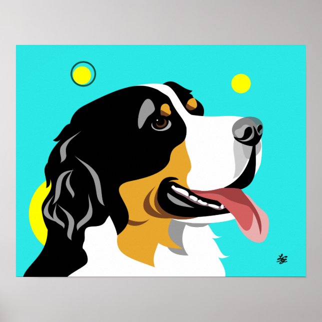 Póster Cachorro Colorido de Bernese (Frente)