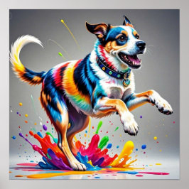 Poster Cachorro colorido gigante feliz brincalhão engraça