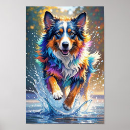 Poster Cachorro colorido gigante feliz brincalhão engraça