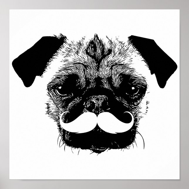 Póster Cachorro com bigode preto e branco (Frente)