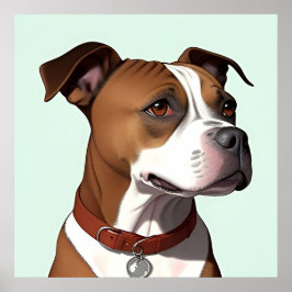 Poster Cachorro com Casaco e coleira castanho e branco