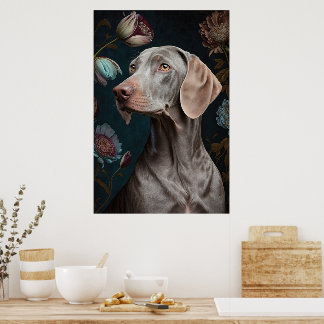 Poster Cachorro com Flores | Retrato de Pet Elegante