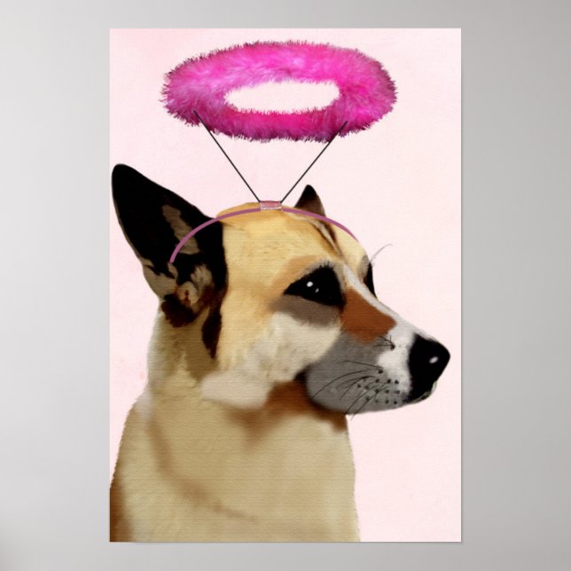 Poster Cachorro com Halo Rosa (Frente)
