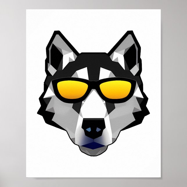 Poster Cachorro com óculos de sol - Husky siberiano (Frente)