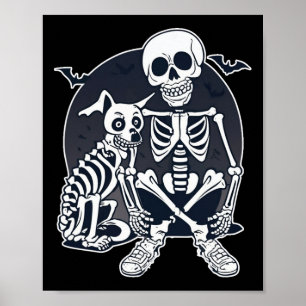 Poster Cachorro Como Bones Halloween Skeleton