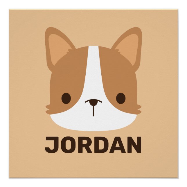 Póster Cachorro Corgi Corgento com Nome Personalizado (Frente)