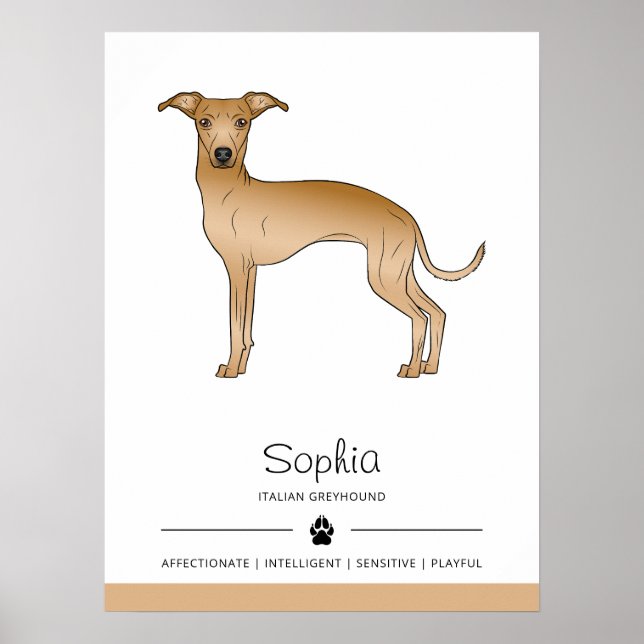 Poster Cachorro Cortado De Greyhound Com Texto Personaliz (Frente)